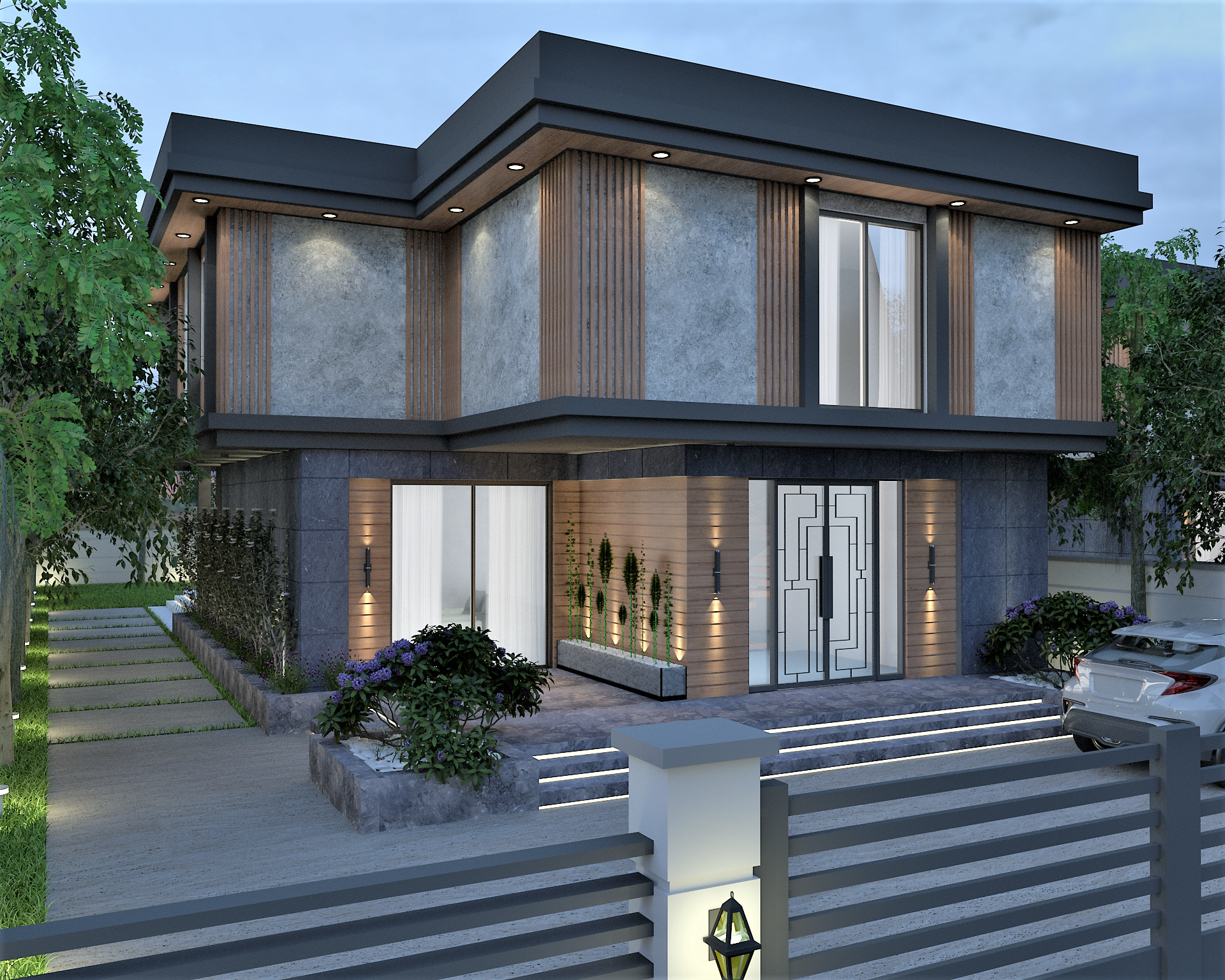 the  villa overlooks dramatic mountainous scenery